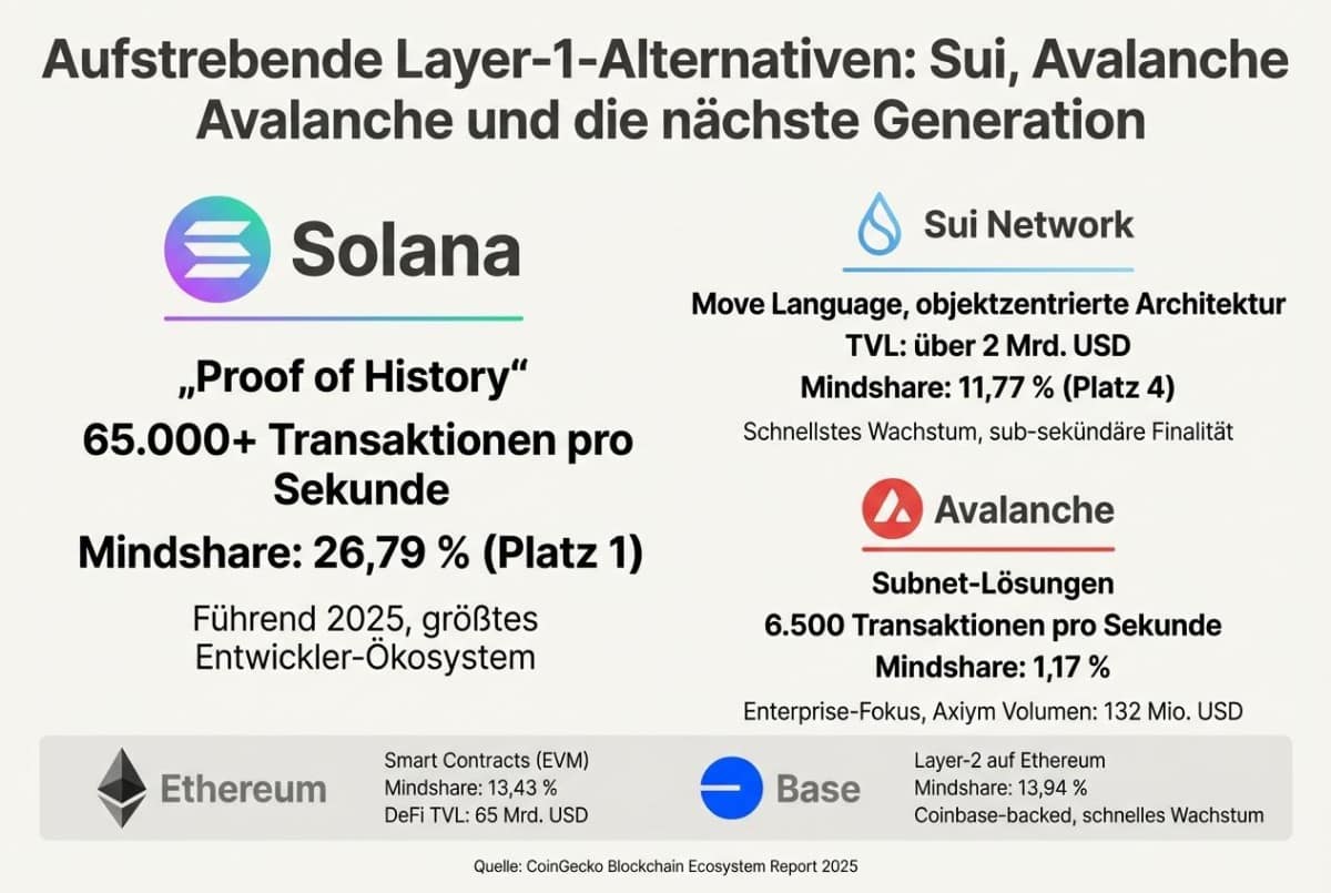 Aufstrebende Layer-1 Blockchains Vergleich