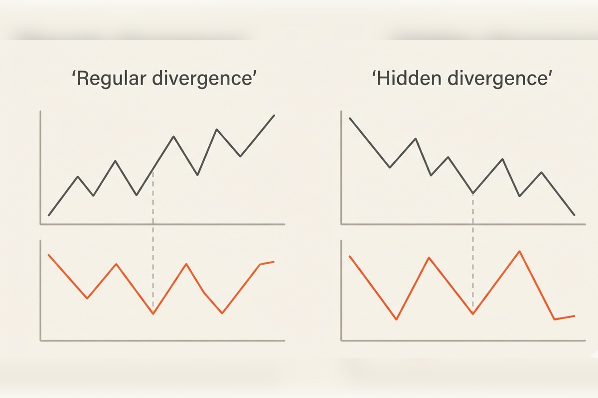 Diagram comparing regular divergence and hidden divergence patterns