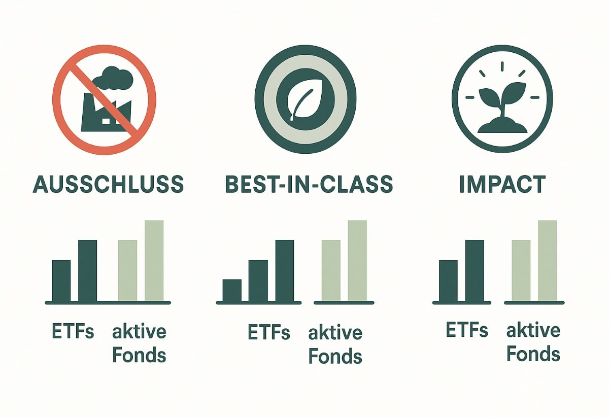 Ansätze zur nachhaltigen Entwicklung und deren Umsetzung in ETFs und aktiven Fonds