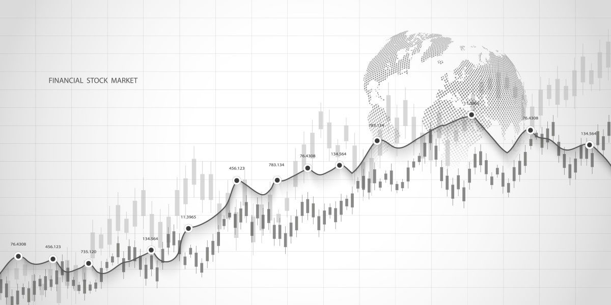 Stock market vector illustration flat mini