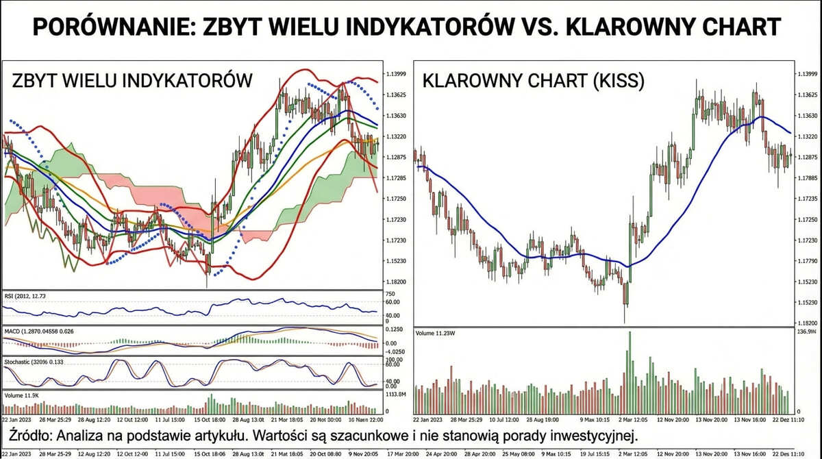 Vergleich überladener vs. klarer Chart