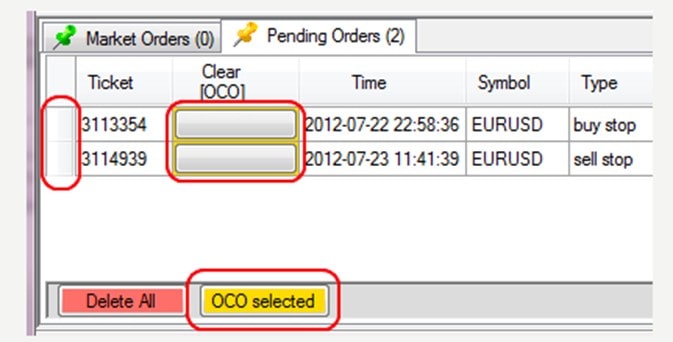 OCO order example