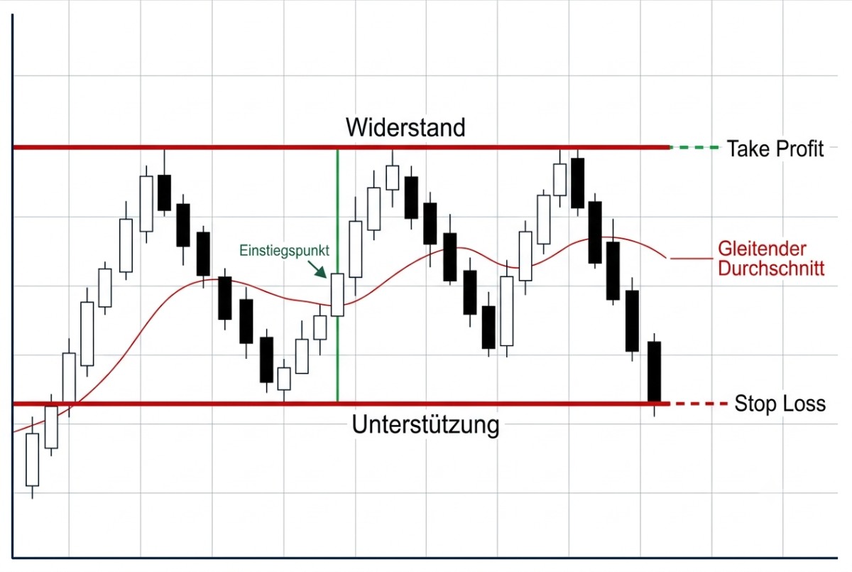 Beispielhafte Platzierung von Stop-Loss und Take-Profit im Swing Trading