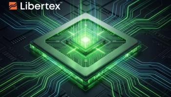 NVIDIA GPU chip glowing on a circuit board, symbolising AI-driven growth in Nvidia stock